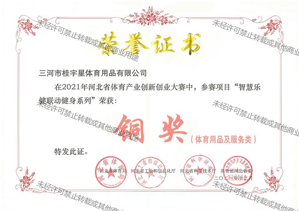 2021年河北體育產(chǎn)業(yè)創(chuàng)新創(chuàng)業(yè)大賽“智慧樂健聯(lián)動(dòng)系列”銅獎(jiǎng)